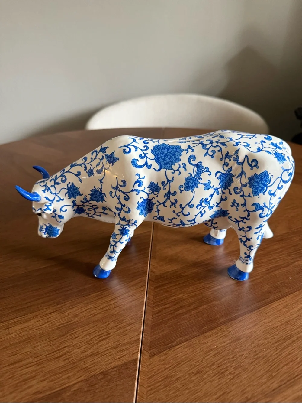 Blue & White Floral Piggy Bank “China Cow” Cow Parade Sculpture by Angela Burns - Picture 2 of 6